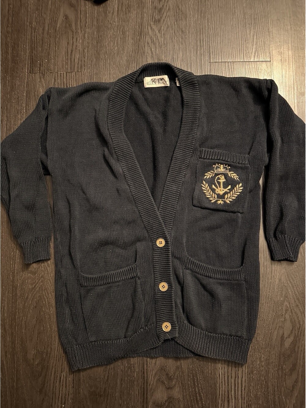 Vintage Linda Allard Ellen Tracy Nautical Mercerized Cotton Cardigan Small